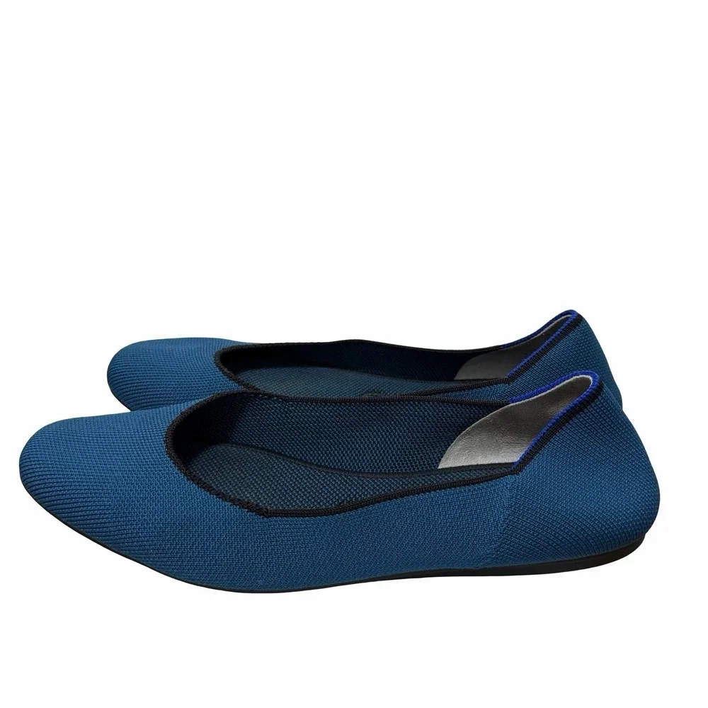 Rothys Womens Round Toe Knit Ballet Flats US 9.5 EU 40.5 Blue Machine‎ Washable